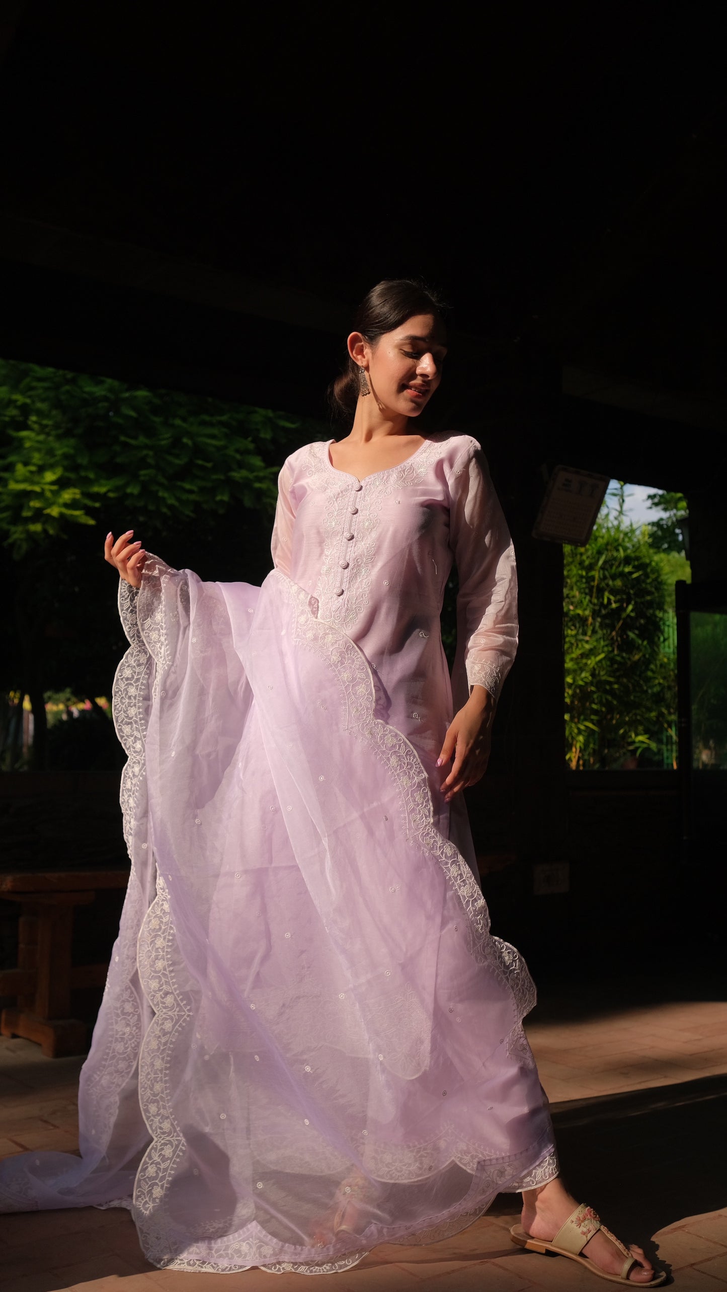 Shivani Pancholi in Kesar - Lavender Embroidered Suit Set.
