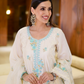 Shruti Juneja in Banphool - Ivory White Chanderi Embroidered Suit Set.