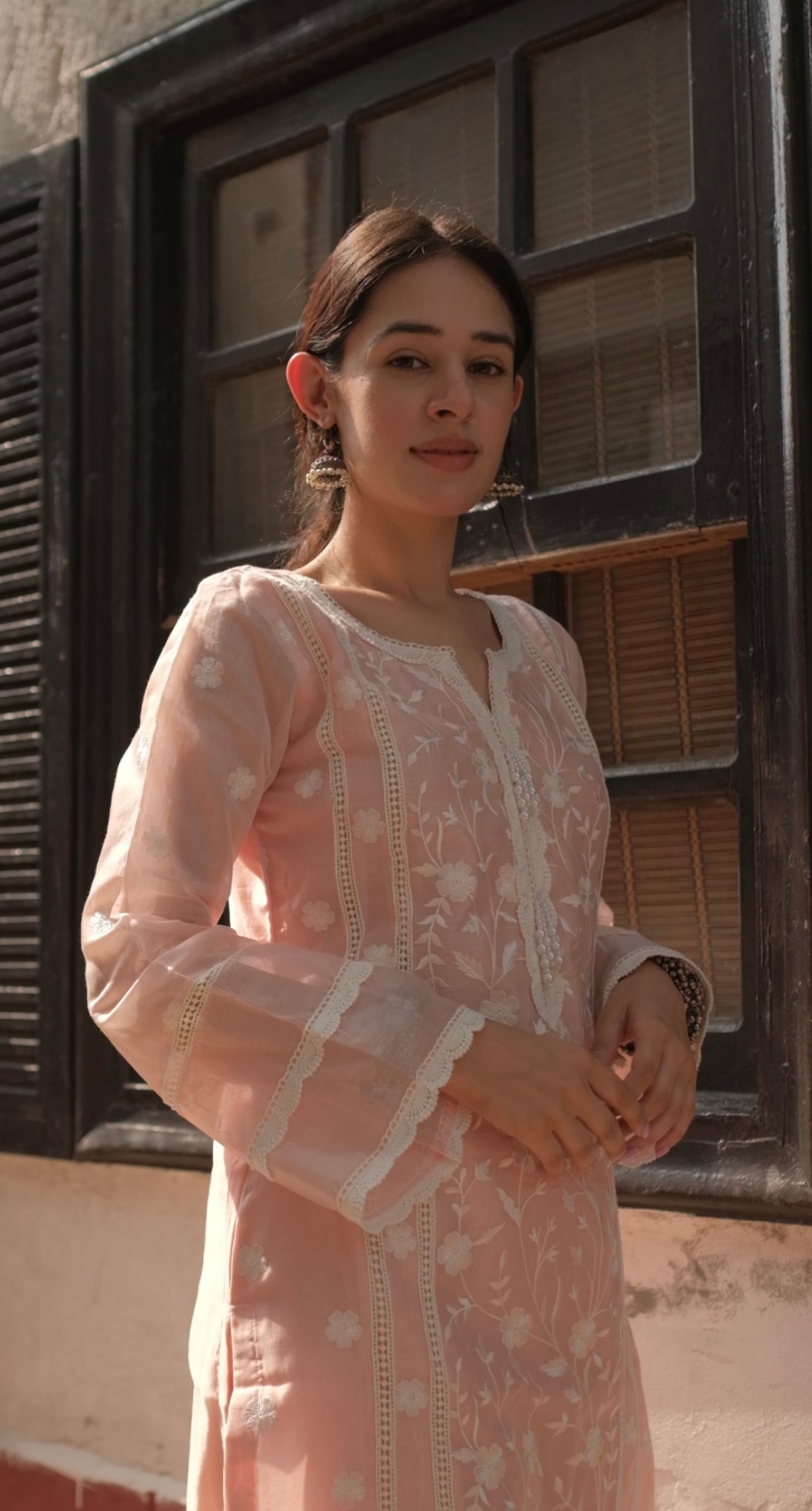 Shivani Pancholi in Gulbagh - Peach Embroidered Suit Set.