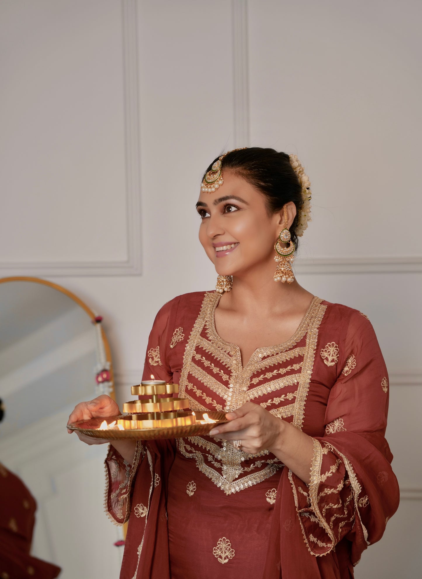 Divya Sabhlok in SIYAH - Rust Organza Sharara Set