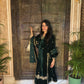 Nikita Chawla in GOONJ - Velvet Green Straight Suit Set.