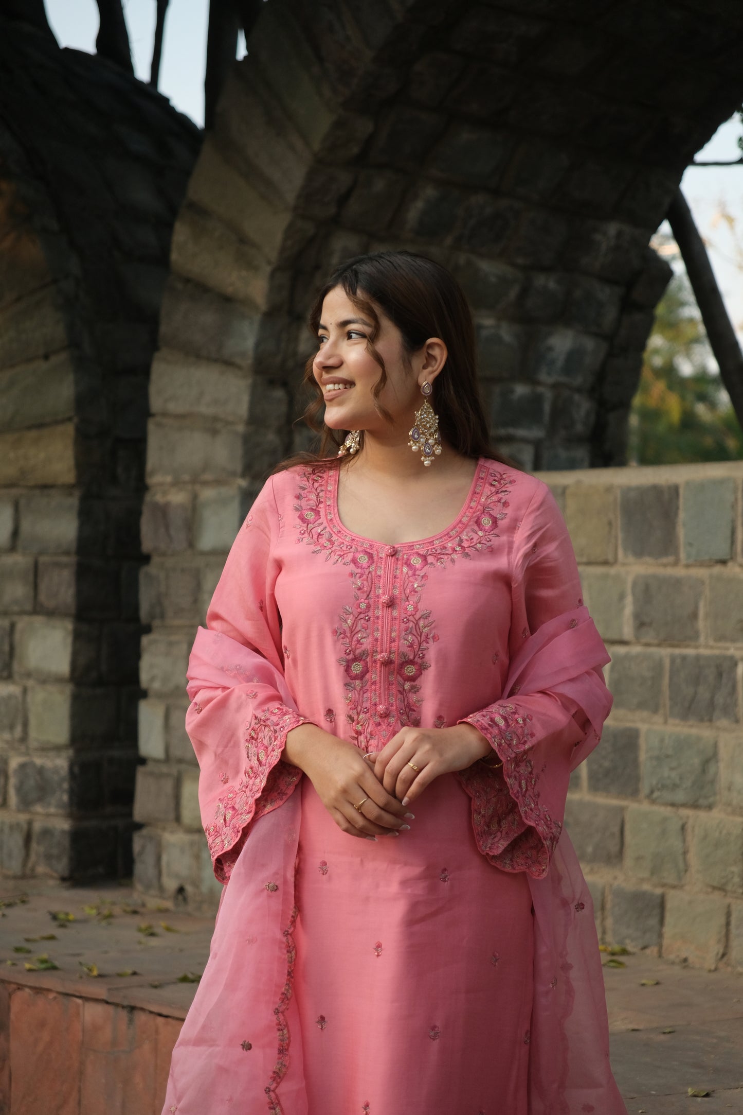 Antra Agarwal in AFSANA - Pink Chanderi Suit Set