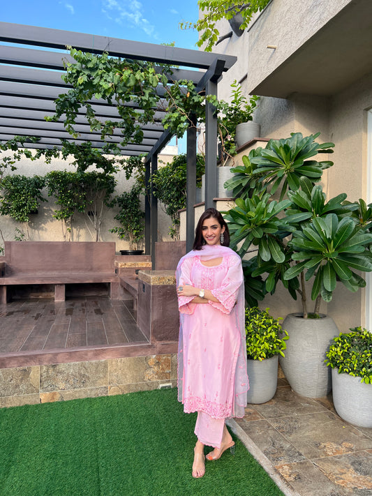 Shreya Lakahni in SAANVI - Pink Chanderi Suit Set