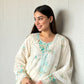 Navya Arya in Banphool - Ivory White Chanderi Embroidered Suit Set.