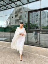 Ankita Singh in Aseem Ivory White Embroidered Straight Suit Set.