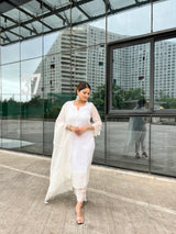 Ankita Singh in Aseem Ivory White Embroidered Straight Suit Set.