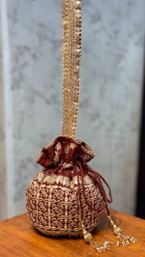 SIYAH - Rust Organza Potli Bag