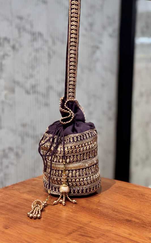 NAYAB - Purple Organza Potli Bag