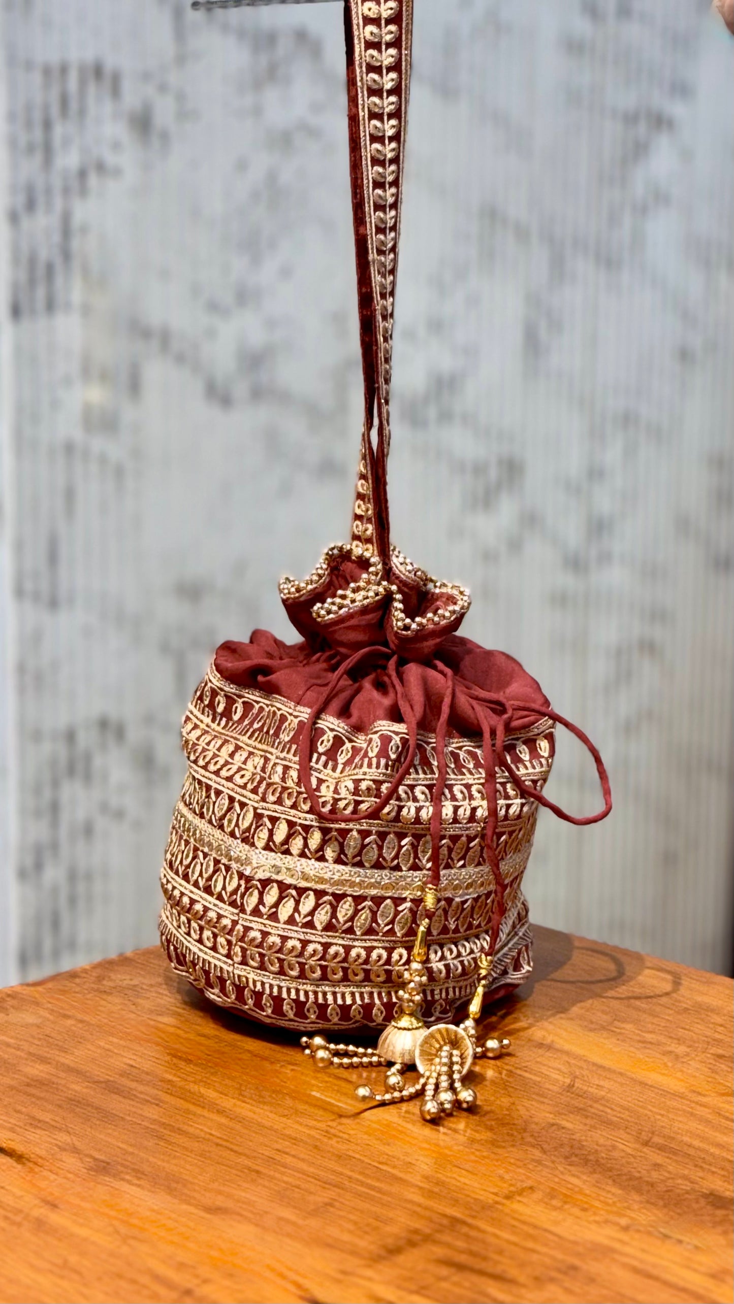 NYRA - Rust Organza Potli Bag