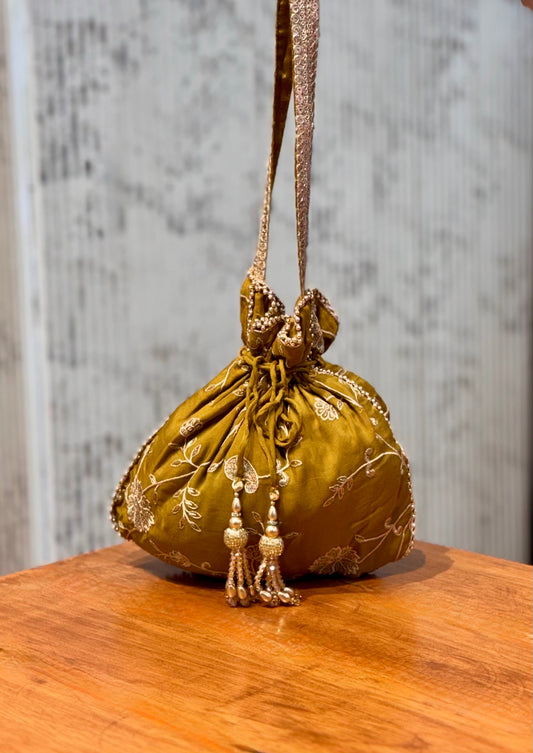 TIYA - Yellow Organza Potli Bag