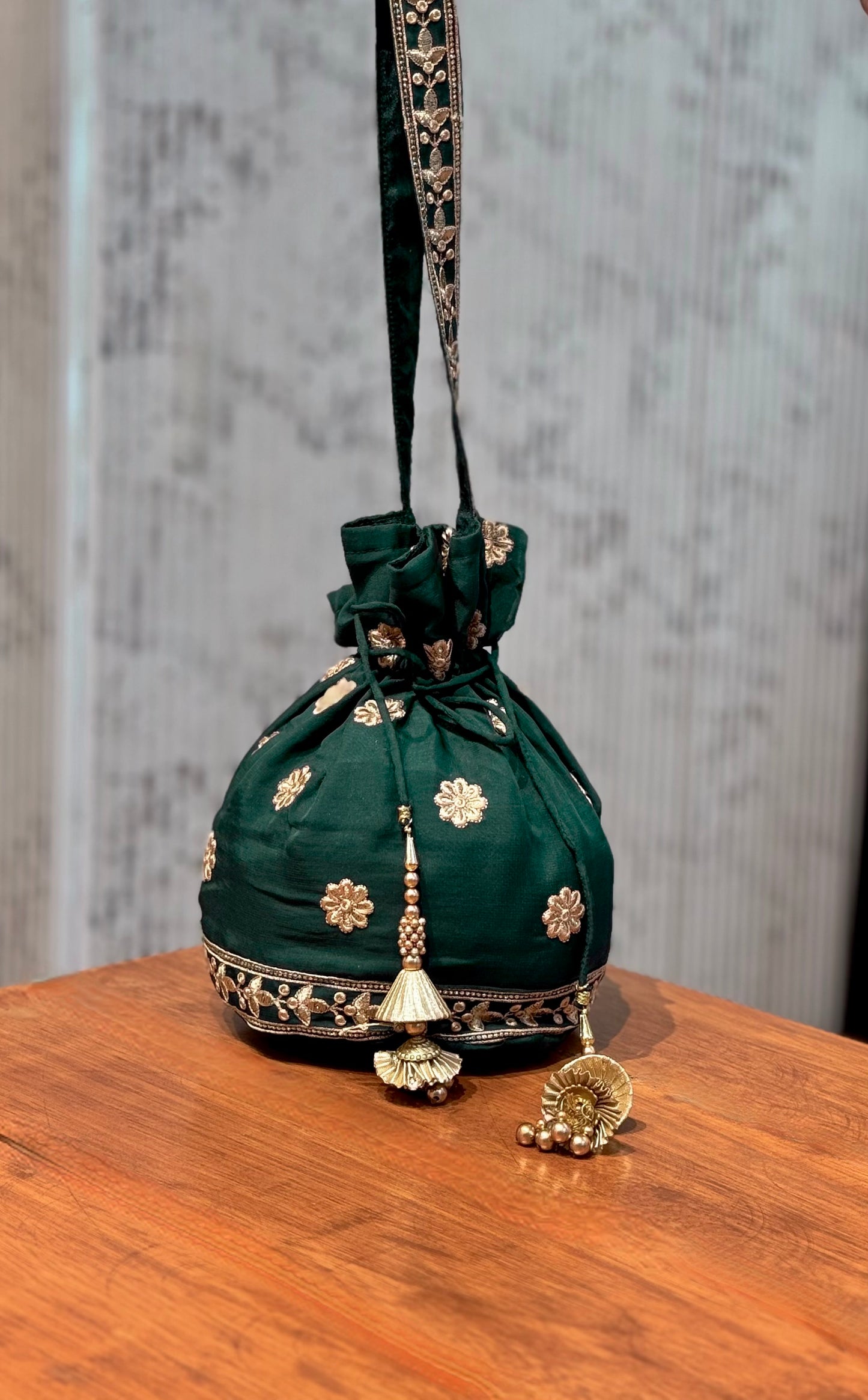ISHITA - Green Organza Potli Bag
