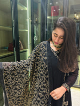 Yamini Bisht in Sunehri Black Angrakha Anarkali Set