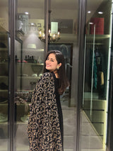 Yamini Bisht in Sunehri Black Angrakha Anarkali Set