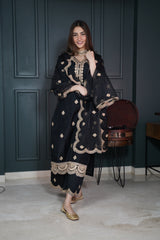 Shreya Lakhani in  Rangraas - Black embroidered chanderi silk suit set
