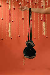 TARANA - Velvet Green Potli Bag