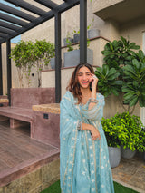 Shreya Lakhani in Jashan - Blue Organza Anarkali Set.