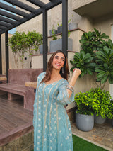 Shreya Lakhani in Jashan - Blue Organza Anarkali Set.