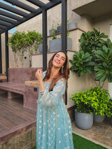 Shreya Lakhani in Jashan - Blue Organza Anarkali Set.