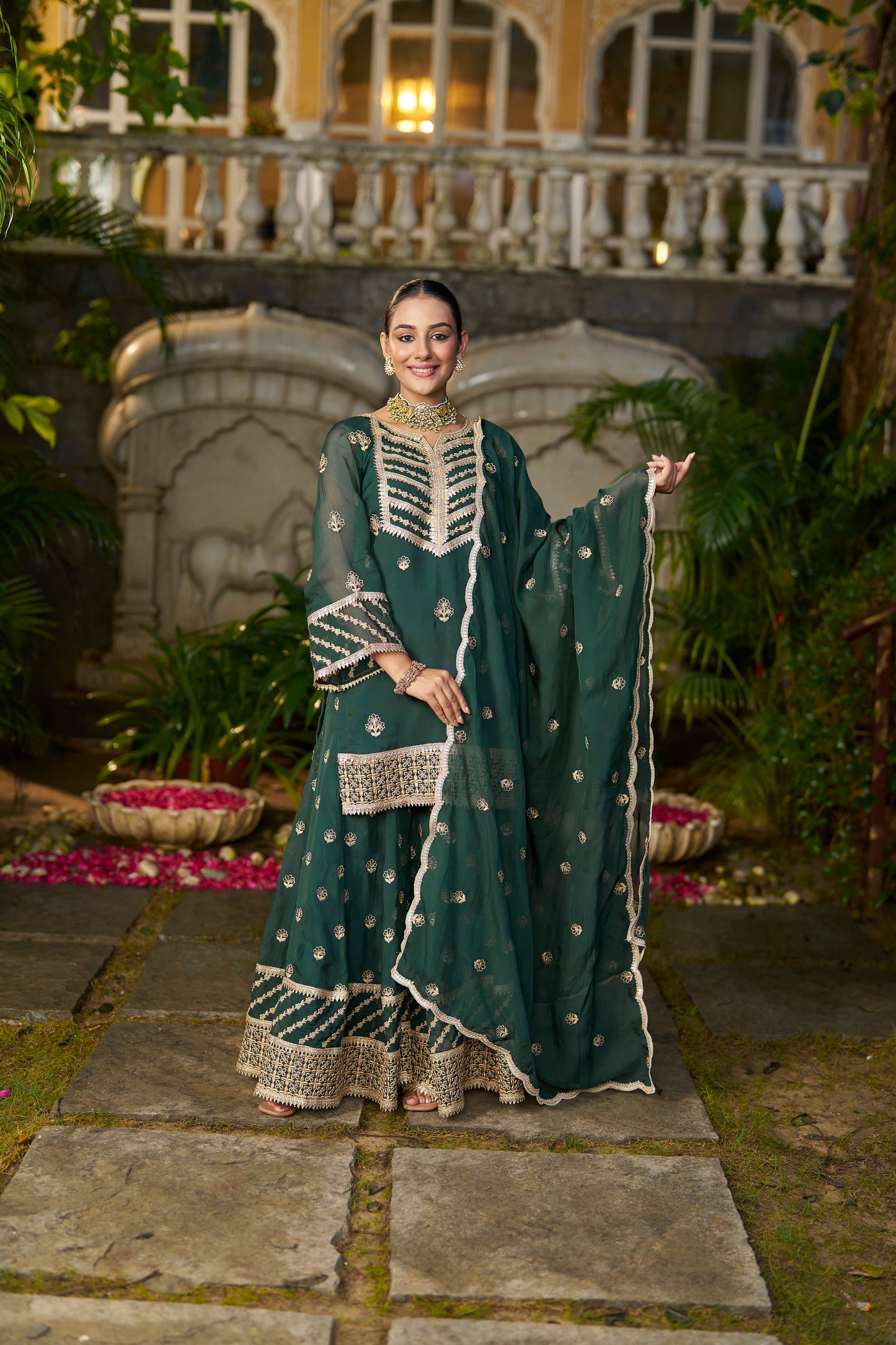 Amita Singh (@amitasinghh) VANI - Green Organza Sharara Set