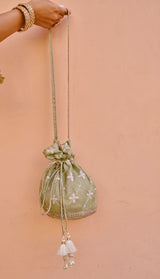 Chamak - Green Organza Potli Bag