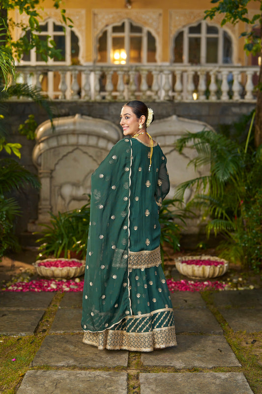 VANI - Green Organza Sharara Set
