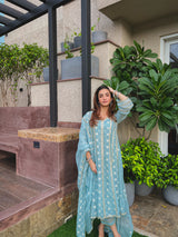 Shreya Lakhani in Jashan - Blue Organza Anarkali Set.