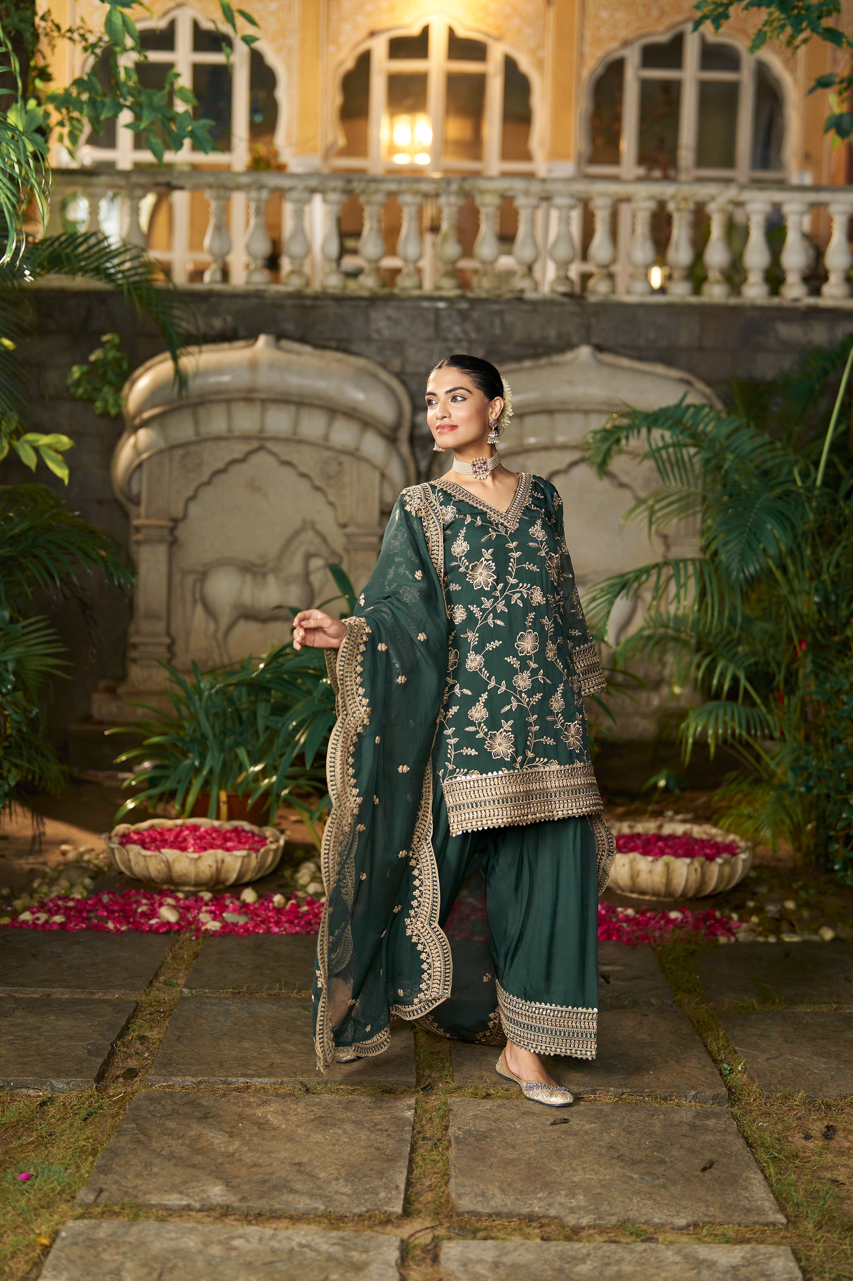 NAINA - Green Organza Farsi Salwar Set