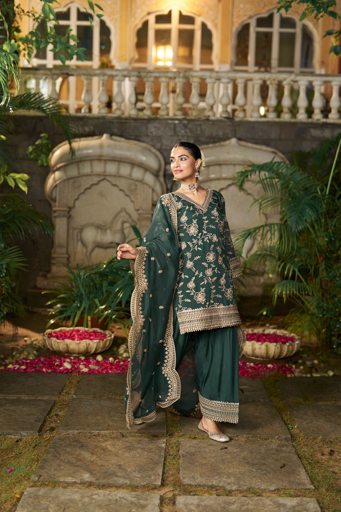 NAINA - Green Organza Farsi Salwar Set