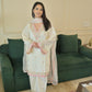 Antara Asthana in Moghra - Ivory White Chanderi Embroidered Suit Set.