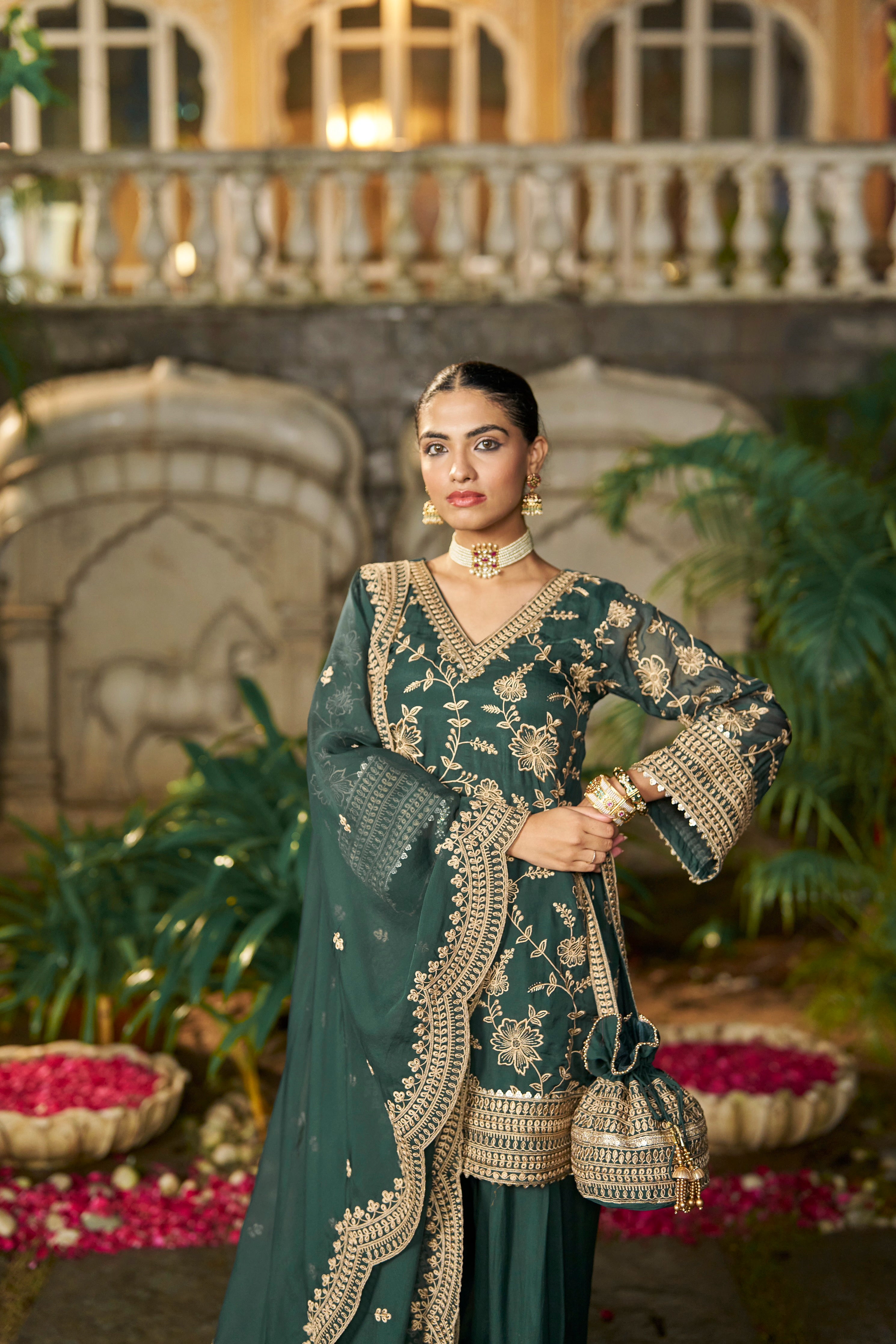 NAINA - Green Organza Farsi Salwar Set