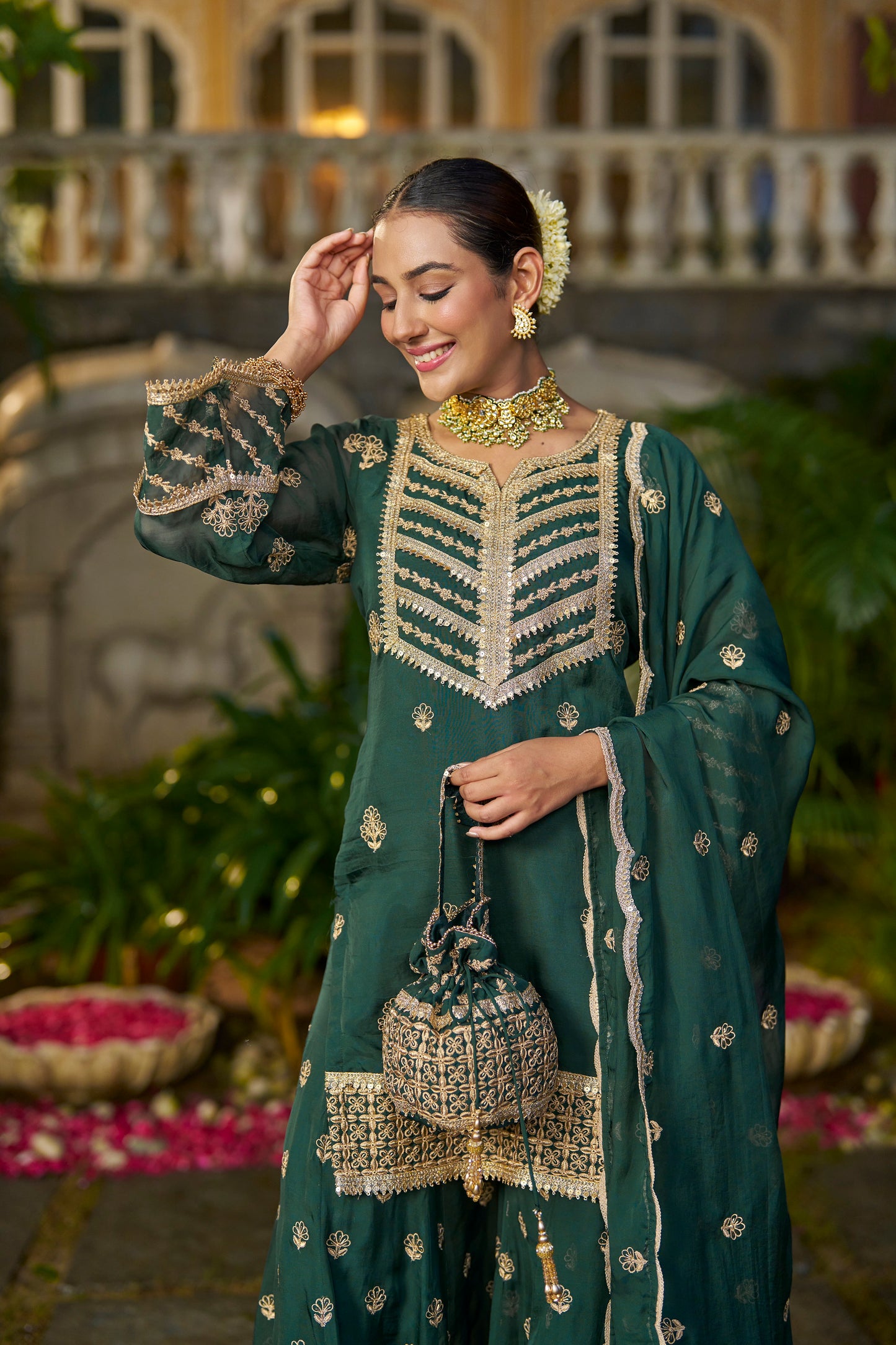 Amita Singh (@amitasinghh) VANI - Green Organza Sharara Set
