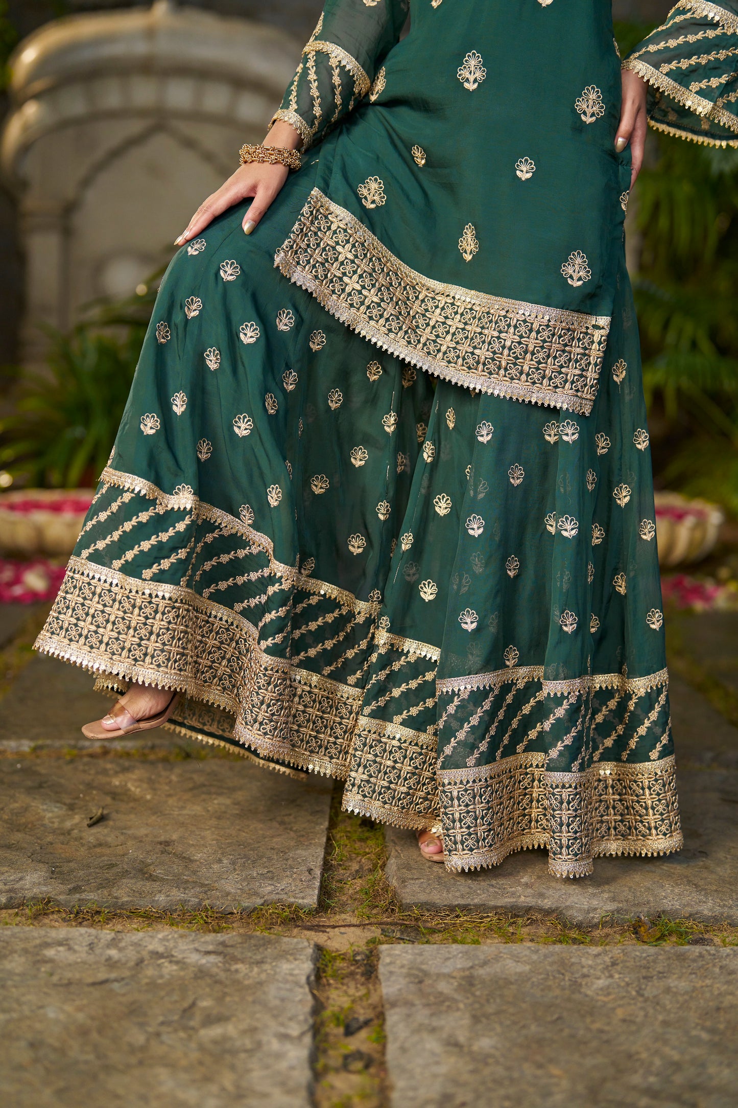 Amita Singh (@amitasinghh) VANI - Green Organza Sharara Set