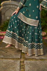 VANI - Green Organza Sharara Set