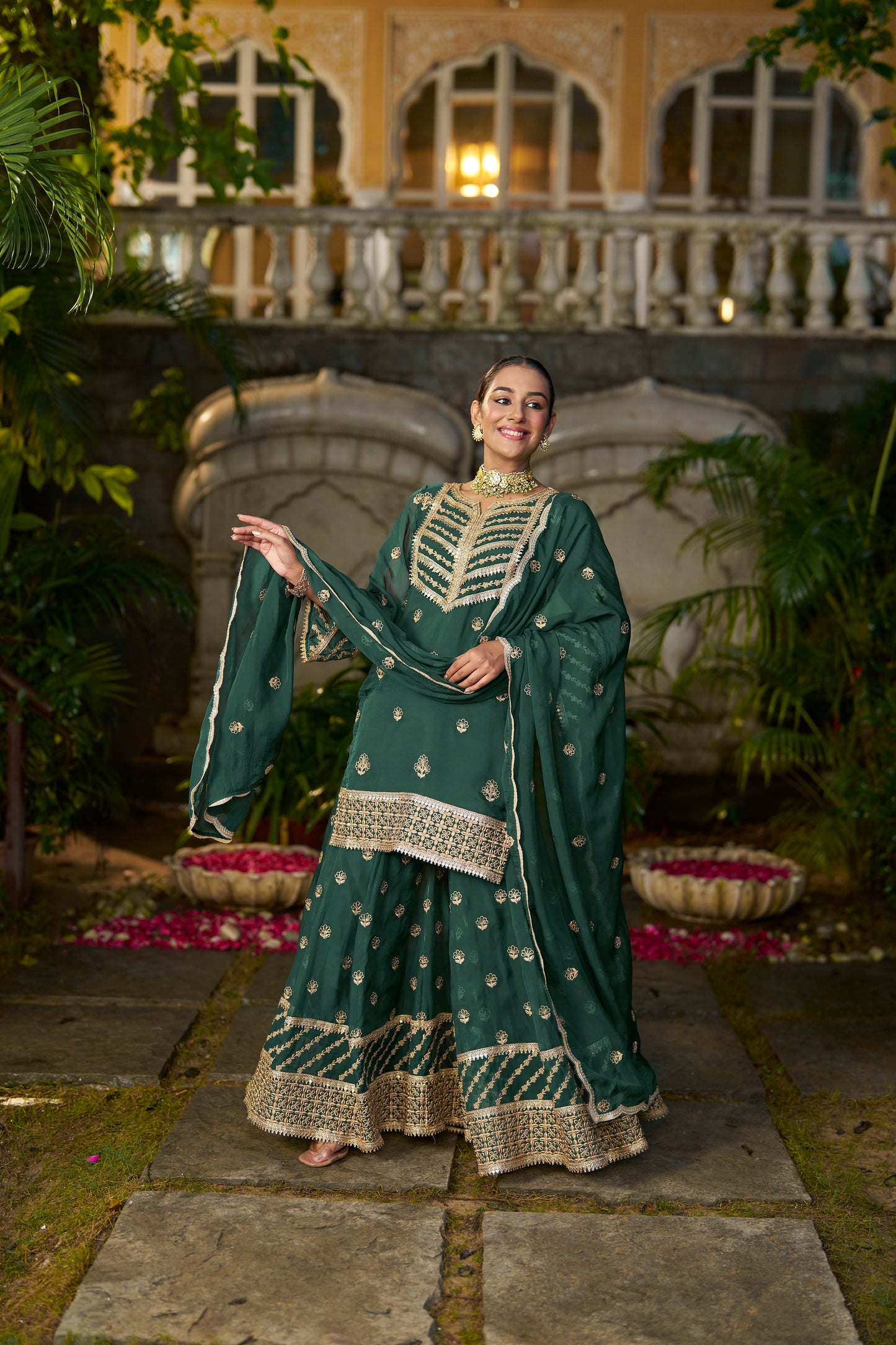Amita Singh (@amitasinghh) VANI - Green Organza Sharara Set