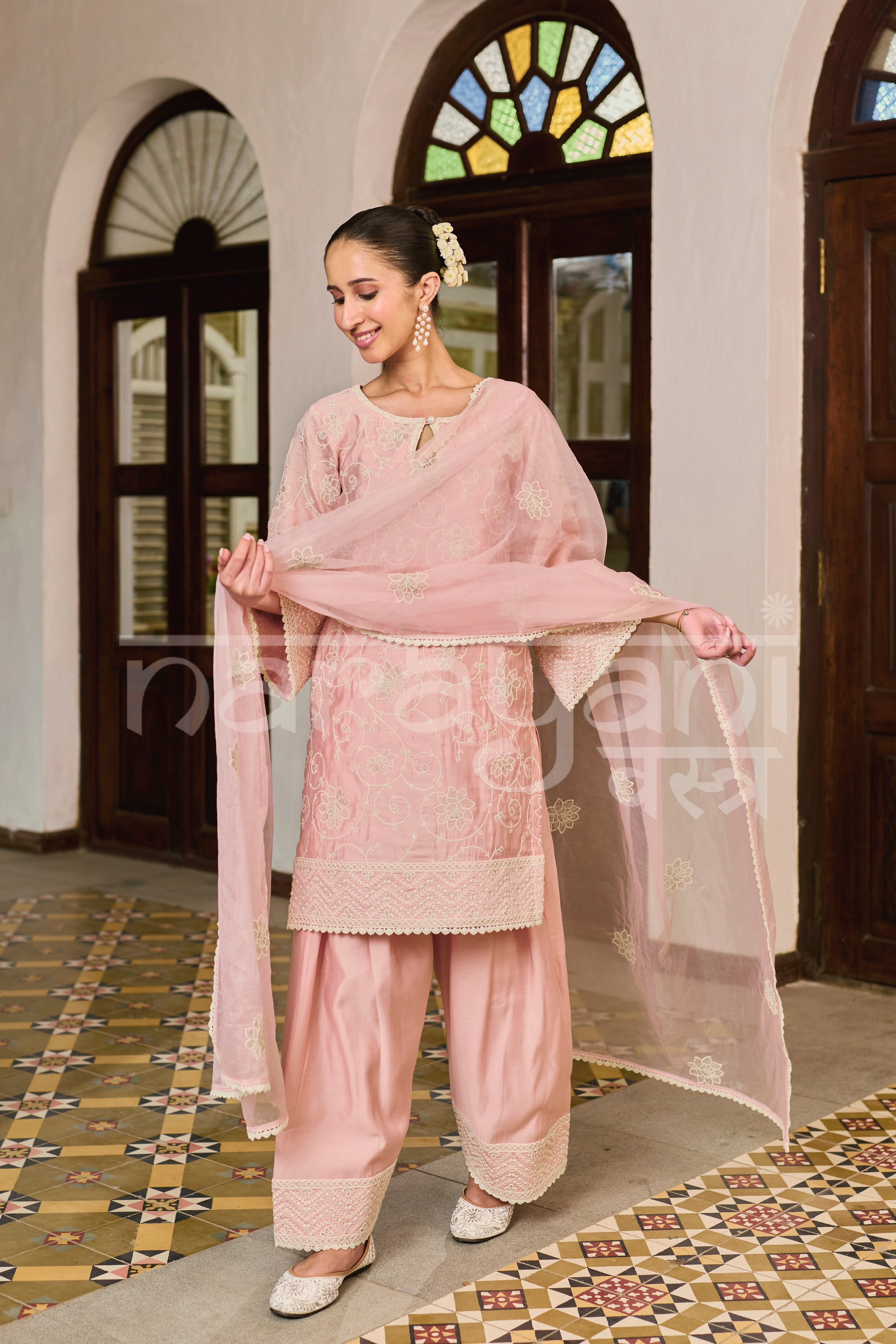 MEHRUN - Bush Pink Chanderi Suit Set