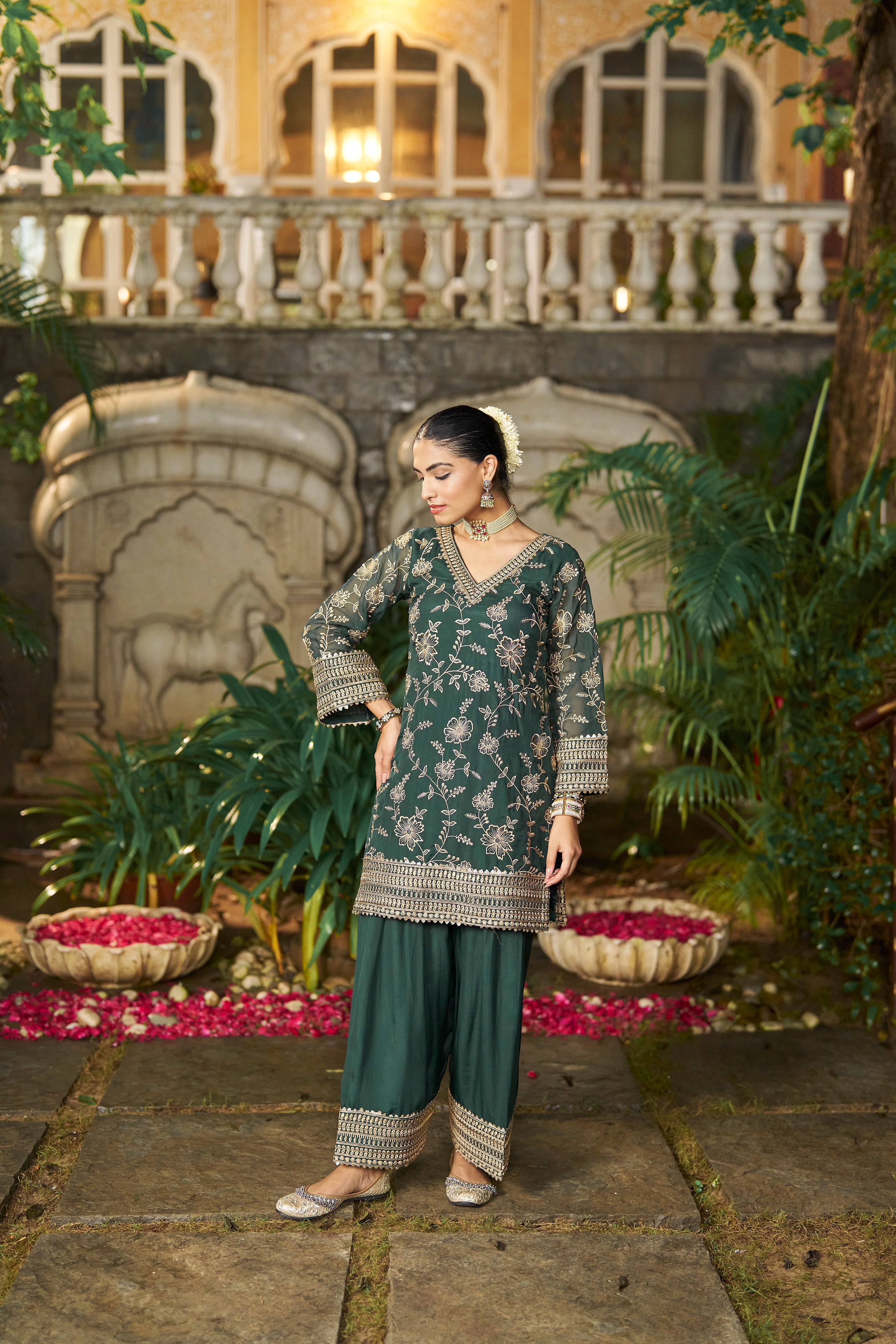 NAINA - Green Organza Farsi Salwar Set