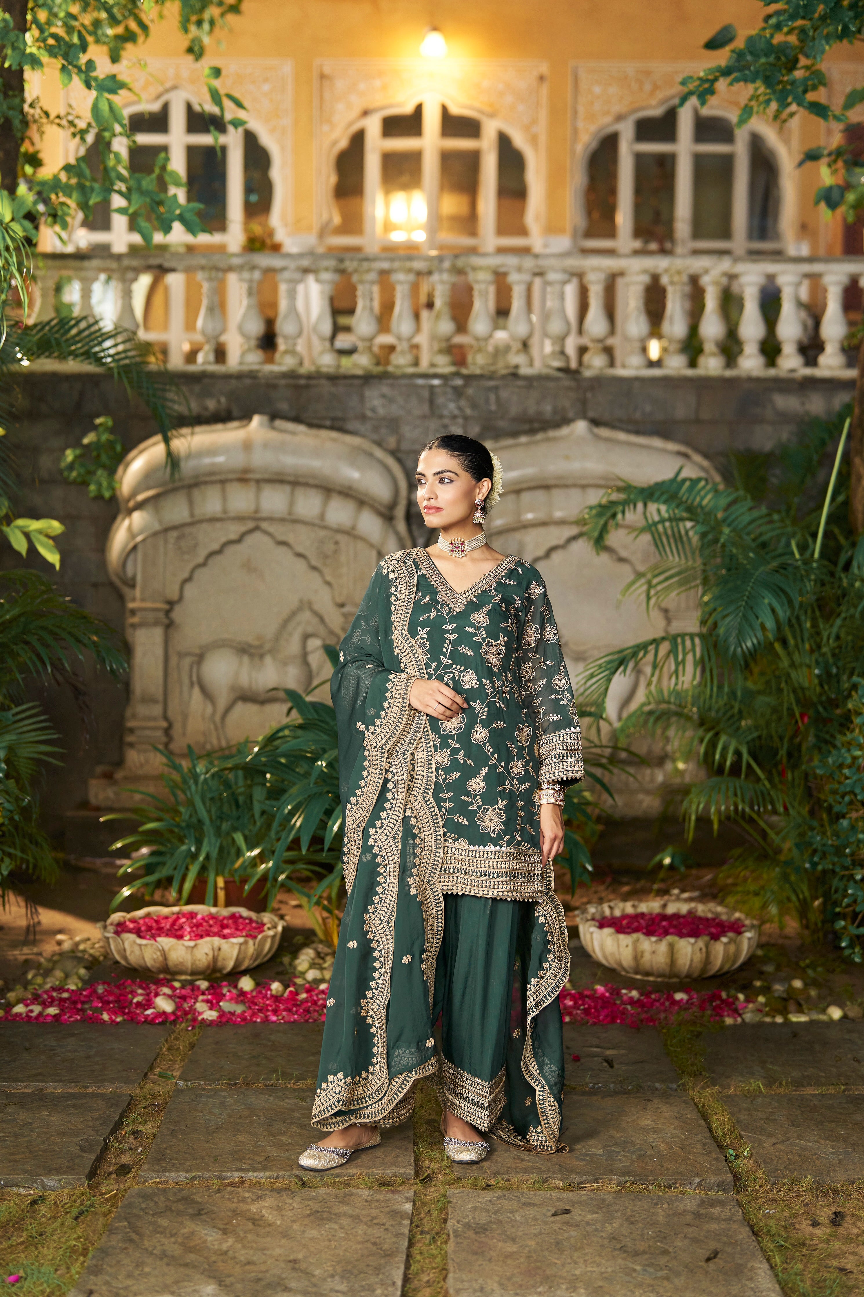 NAINA - Green Organza Farsi Salwar Set