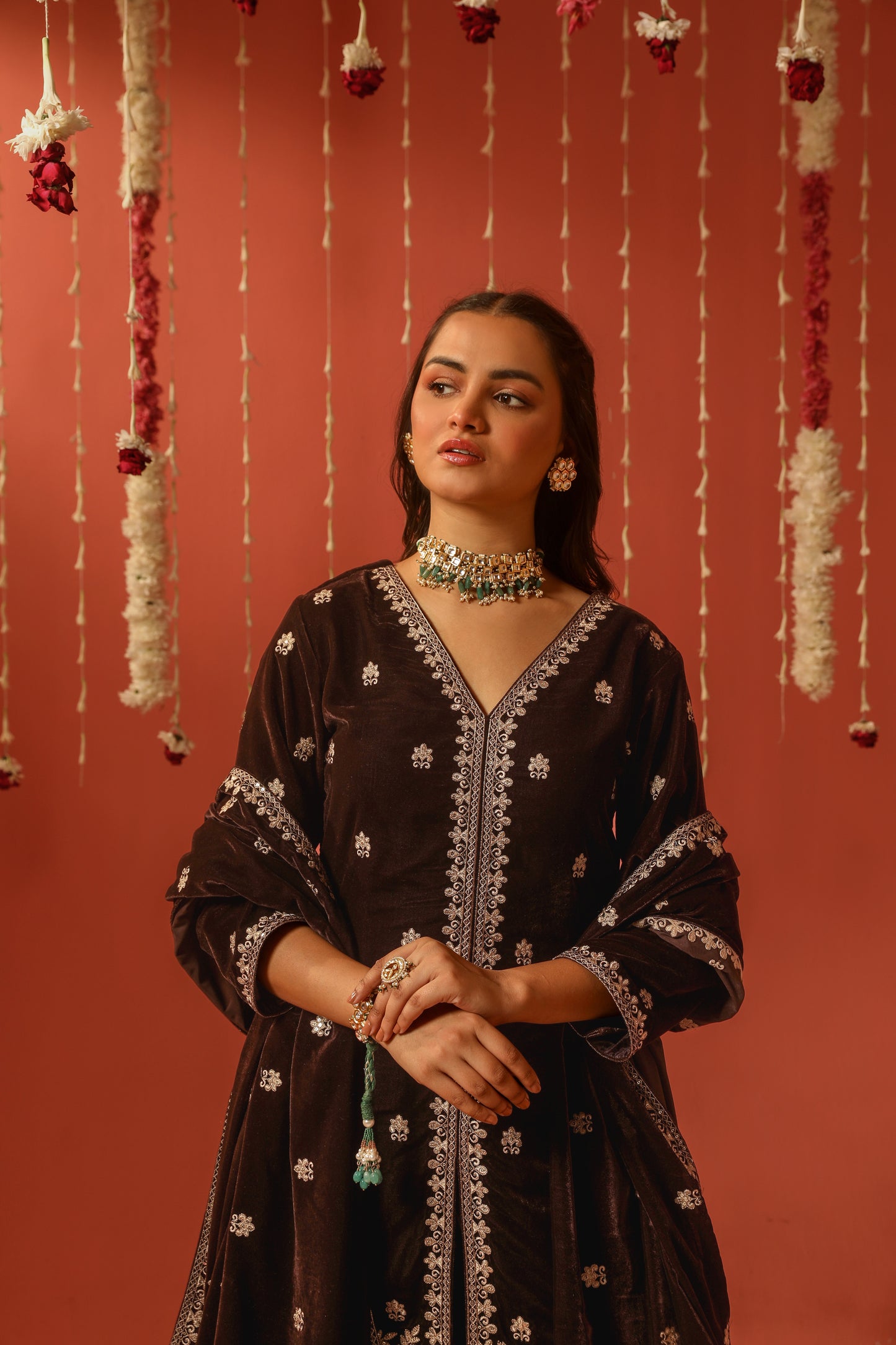 SARGAM - Velvet Brown Sharara Set