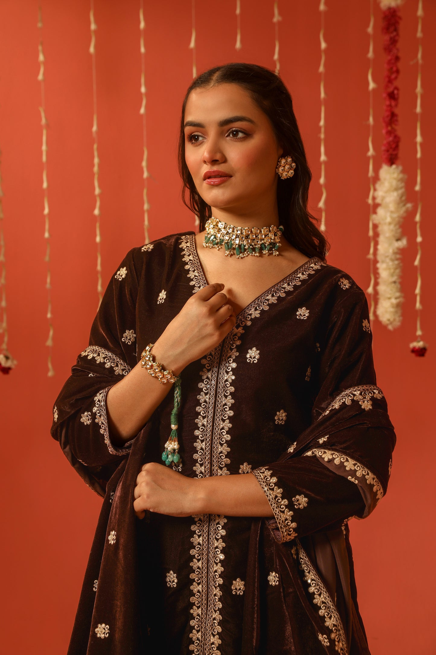 SARGAM - Velvet Brown Sharara Set