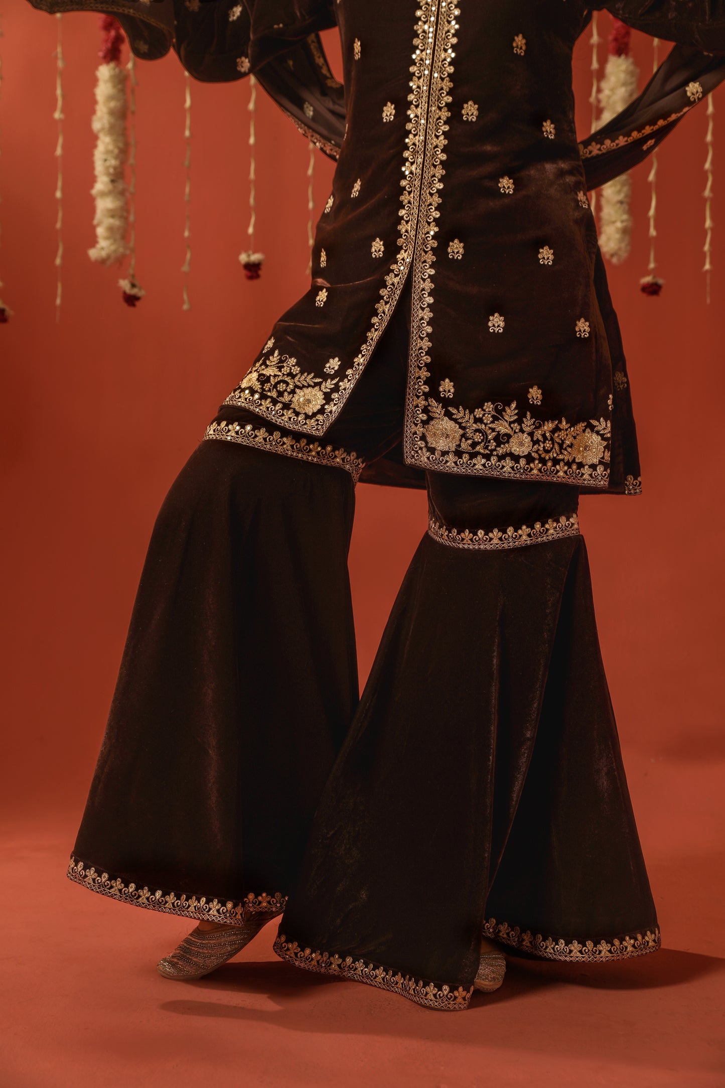 SARGAM - Velvet Brown Sharara Set