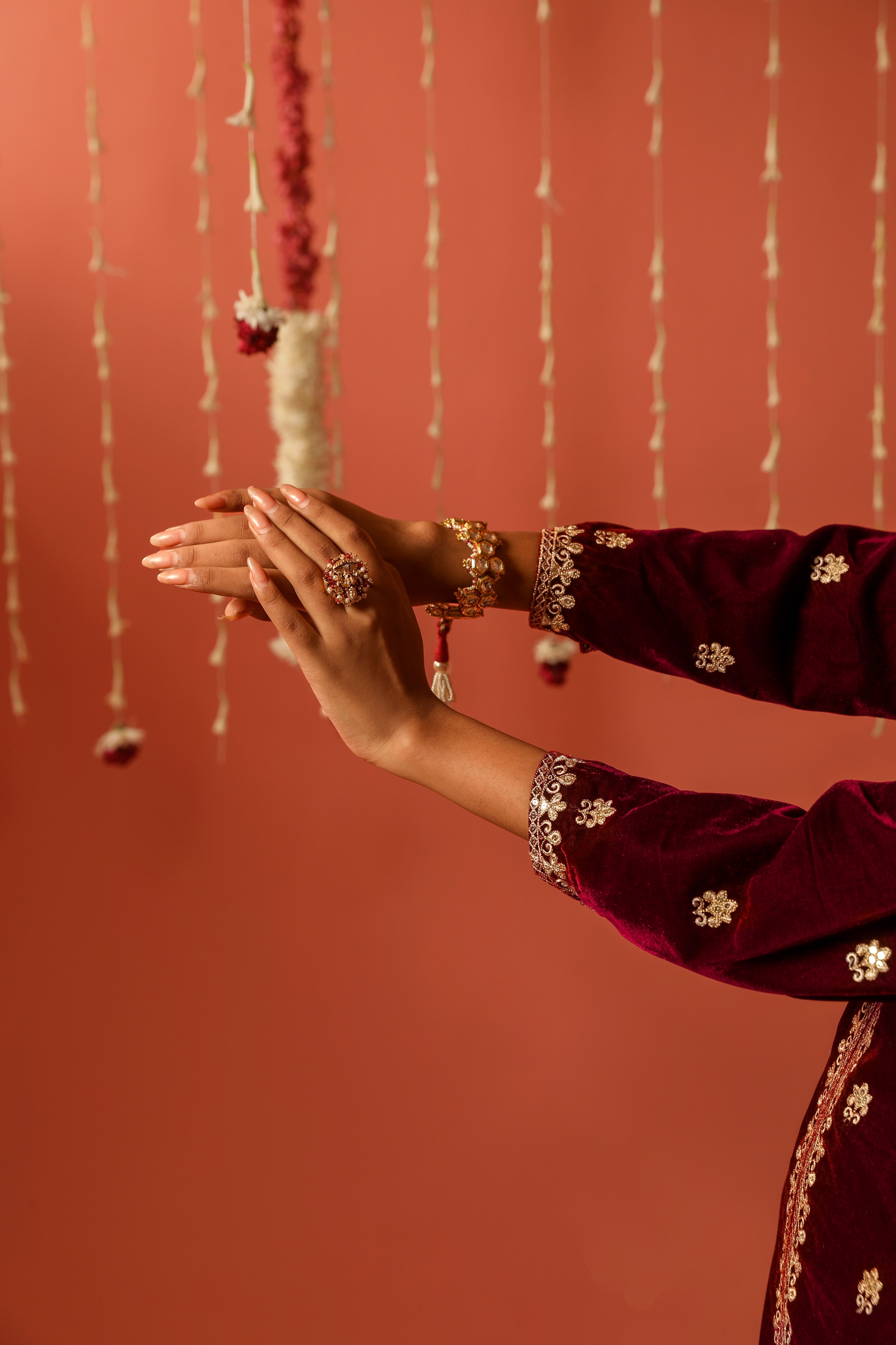 Sahiba Bali in DHUN - Velvet Maroon Sharara Set
