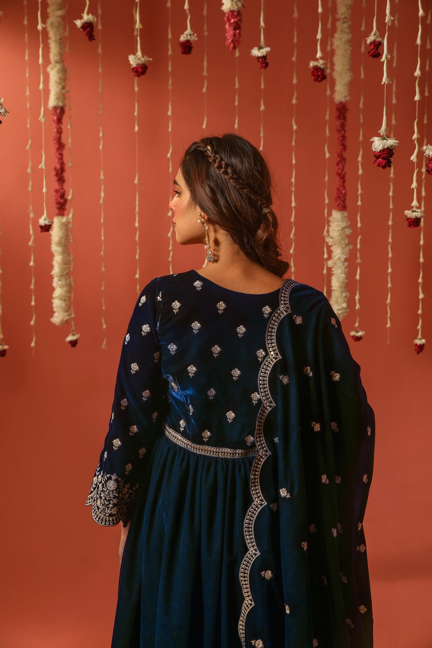 SUR - Velvet Blue Anarkali Set