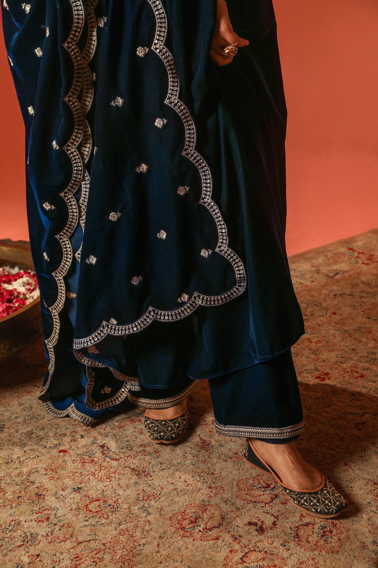 SUR - Velvet Blue Anarkali Set