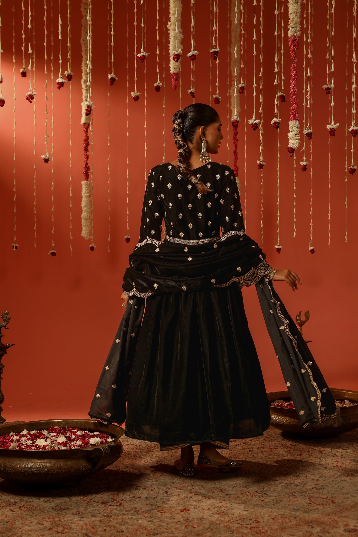 Anmol Bhatia in MUKHDA - Velvet Black Anarkali Set