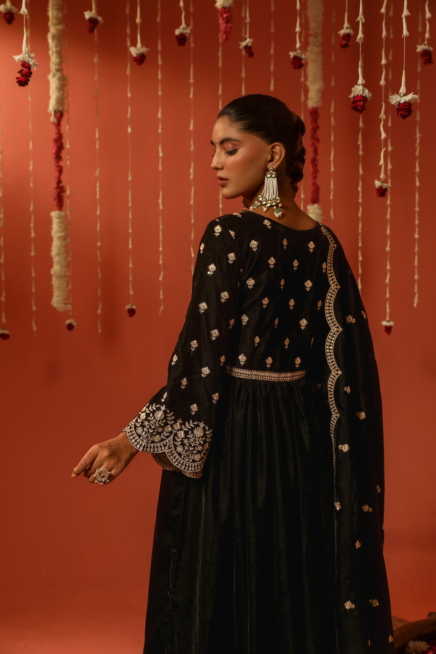 Anmol Bhatia in MUKHDA - Velvet Black Anarkali Set