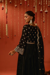 Sania Chadha in MUKHDA - Velvet Black Anarkali Set