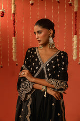 Sania Chadha in MUKHDA - Velvet Black Anarkali Set