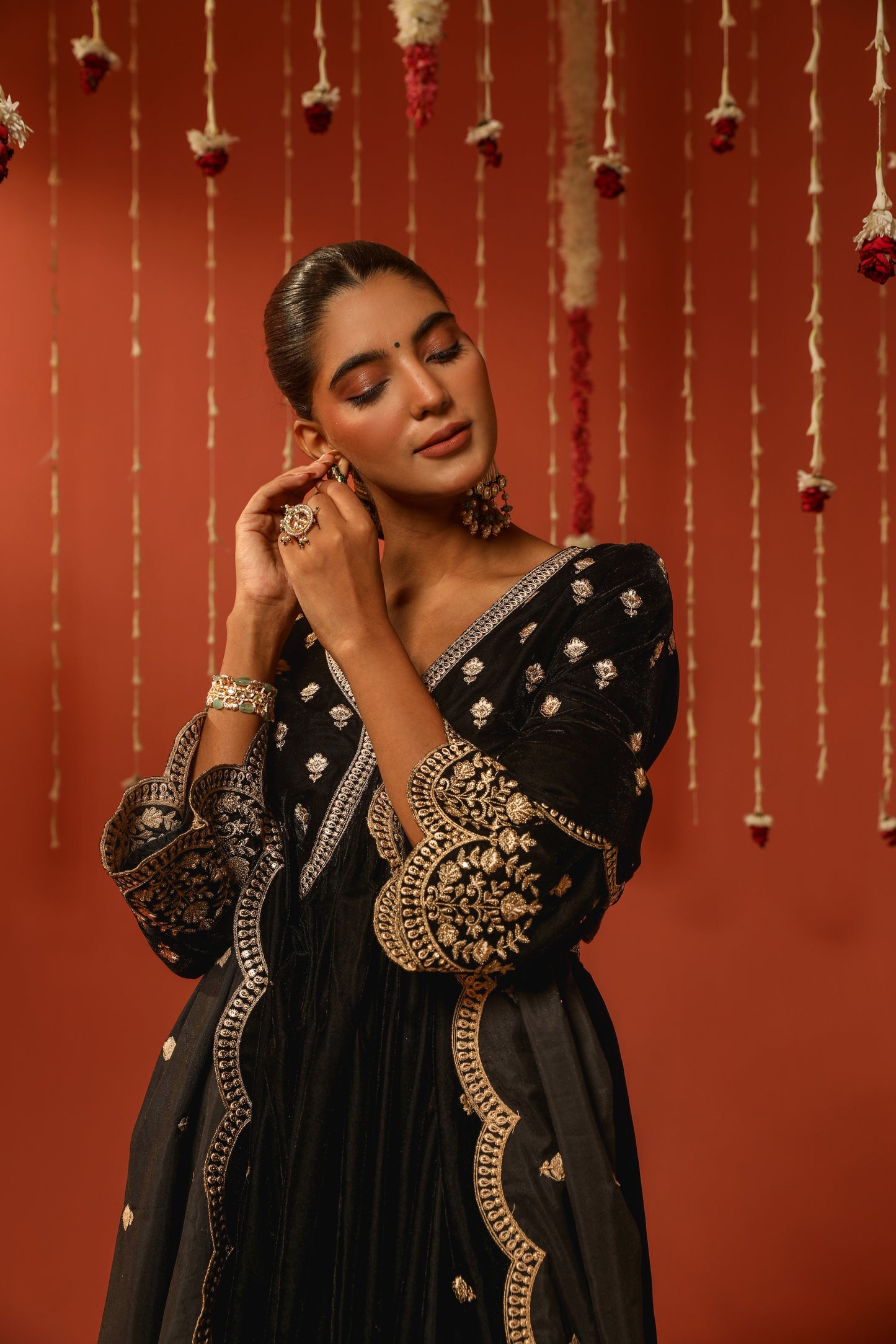 MUKHDA - Velvet Black Anarkali Set