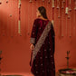 SAAZ - Velvet Maroon Straight Suit Set.