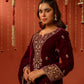 SAAZ - Velvet Maroon Straight Suit Set.